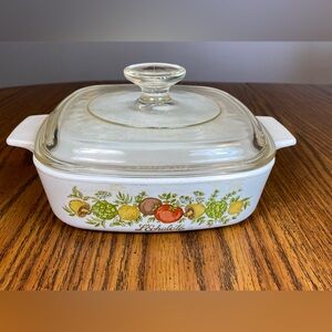 CorningWare A-1-B Spice of Life 1 Quart Casserole & Pyrex Glass Lid